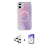 MARSİLYAN™- iPhone 11 Kılıf Pusula Form - Siyah Bilvis 5in1 3D Magic Cam Ekran Koruyucu + Raze Metal Kamera Lens - GS