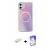 MARSİLYAN™- iPhone 11 Kılıf Pusula Form - Siyah Bilvis 5in1 3D Magic Cam Ekran Koruyucu + Turuncu Renkli Kamera Lens Koruma Cam