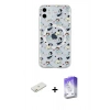 MARSİLYAN™- iPhone 11 Kılıf Pusula Form - Siyah Bilvis 5in1 3D Magic Cam Ekran Koruyucu + Turuncu Renkli Kamera Lens Koruma Cam