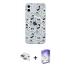 MARSİLYAN™- iPhone 11 Kılıf Pusula Form - Siyah Bilvis 5in1 3D Magic Cam Ekran Koruyucu + Pers Alüminyum Kamera Lens - YL