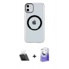 MARSİLYAN™- iPhone 11 Kılıf Pusula Form - Siyah Bilvis 5in1 5D Magic Hayalet Cam Ekran Koruyucu + Kamera Lens Koruma Cam - SF
