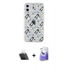 MARSİLYAN™- iPhone 11 Kılıf Pusula Form - Siyah Bilvis 5in1 5D Magic Hayalet Cam Ekran Koruyucu + Kamera Lens Koruma Cam - SF