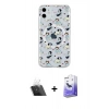 MARSİLYAN™- iPhone 11 Kılıf Pusula Form - Siyah Bilvis 5in1 5D Magic Hayalet Cam Ekran Koruyucu + Kamera Lens Koruma Cam - SF