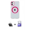 MARSİLYAN™- iPhone 11 Kılıf Pusula Form - Siyah Bilvis 5in1 5D Magic Hayalet Cam Ekran Koruyucu + Kamera Lens Koruma Cam - SF