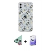 MARSİLYAN™- iPhone 11 Kılıf Pusula Form - Siyah Bilvis 5in1 5D Magic Hayalet Cam Ekran Koruyucu + Kırmızı Raze Metal Kamera Lens
