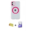 MARSİLYAN™- iPhone 11 Kılıf Pusula Form - Siyah Bilvis 5in1 5D Magic Hayalet Cam Ekran Koruyucu + Rainbow Kamera Lens Koruma Cam - KI