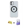 MARSİLYAN™- iPhone 11 Kılıf Pusula Form - Siyah Bilvis 5in1 5D Magic Hayalet Cam Ekran Koruyucu + Rainbow Kamera Lens Koruma Cam - KI