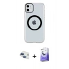 MARSİLYAN™- iPhone 11 Kılıf Pusula Form - Siyah Bilvis 5in1 5D Magic Hayalet Cam Ekran Koruyucu + Pers Alüminyum Kamera Lens - LT