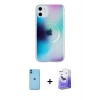 MARSİLYAN™- iPhone 11 Kılıf Pusula Form - Siyah Bilvis 5in1 5D Magic Hayalet Cam Ekran Koruyucu + Neon Fosforlu Kamera Lens - MI