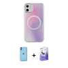 MARSİLYAN™- iPhone 11 Kılıf Pusula Form - Siyah Bilvis 5in1 5D Magic Hayalet Cam Ekran Koruyucu + Neon Fosforlu Kamera Lens - MI