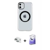 MARSİLYAN™- iPhone 11 Kılıf Pusula Form - Siyah Bilvis 5in1 5D Magic Hayalet Cam Ekran Koruyucu + Pers Alüminyum Kamera Lens - YL