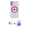 MARSİLYAN™- iPhone 11 Kılıf Pusula Form - Siyah Bilvis 5in1 5D Magic Hayalet Cam Ekran Koruyucu + Pers Alüminyum Kamera Lens - YL