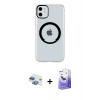 MARSİLYAN™- iPhone 11 Kılıf Pusula Form - Siyah Bilvis 5in1 5D Magic Hayalet Cam Ekran Koruyucu + Pers Alüminyum Kamera Lens - GI