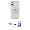 MARSİLYAN™- iPhone 11 Kılıf Pusula Form - Siyah Bilvis 5in1 5D Magic Hayalet Cam Ekran Koruyucu + Pers Alüminyum Kamera Lens - YL