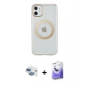 MARSİLYAN™- iPhone 11 Kılıf Pusula Form - Siyah Bilvis 5in1 5D Magic Hayalet Cam Ekran Koruyucu + Pers Alüminyum Kamera Lens - GI