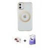 MARSİLYAN™- iPhone 11 Kılıf Pusula Form - Siyah Bilvis 5in1 5D Magic Hayalet Cam Ekran Koruyucu + Pers Alüminyum Kamera Lens - KI