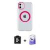 MARSİLYAN™- iPhone 11 Kılıf Pusula Form - Siyah Bilvis 5in1 5D Magic Hayalet Cam Ekran Koruyucu + PVD Metal Kamera Lens - MI