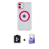 MARSİLYAN™- iPhone 11 Kılıf Pusula Form - Siyah Bilvis 5in1 5D Magic Hayalet Cam Ekran Koruyucu + PVD Metal Kamera Lens - SH