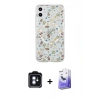 MARSİLYAN™- iPhone 11 Kılıf Pusula Form - Siyah Bilvis 5in1 5D Magic Hayalet Cam Ekran Koruyucu + PVD Metal Kamera Lens - MI