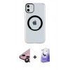 MARSİLYAN™- iPhone 11 Kılıf Pusula Form - Siyah Bilvis 5in1 5D Magic Hayalet Cam Ekran Koruyucu + Raze Metal Kamera Lens - SH