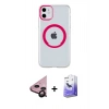 MARSİLYAN™- iPhone 11 Kılıf Pusula Form - Siyah Bilvis 5in1 5D Magic Hayalet Cam Ekran Koruyucu + Raze Metal Kamera Lens - SH
