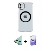 MARSİLYAN™- iPhone 11 Kılıf Pusula Form - Siyah Bilvis 5in1 5D Magic Hayalet Cam Ekran Koruyucu + Raze Metal Kamera Lens - MI