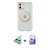 MARSİLYAN™- iPhone 11 Kılıf Pusula Form - Siyah Bilvis 5in1 5D Magic Hayalet Cam Ekran Koruyucu + Raze Metal Kamera Lens - MI
