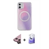 MARSİLYAN™- iPhone 11 Kılıf Pusula Form - Siyah Bilvis 5in1 5D Magic Hayalet Cam Ekran Koruyucu + Raze Metal Kamera Lens - SH