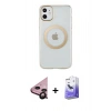 MARSİLYAN™- iPhone 11 Kılıf Pusula Form - Siyah Bilvis 5in1 5D Magic Hayalet Cam Ekran Koruyucu + Raze Metal Kamera Lens - SH