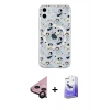 MARSİLYAN™- iPhone 11 Kılıf Pusula Form - Siyah Bilvis 5in1 5D Magic Hayalet Cam Ekran Koruyucu + Raze Metal Kamera Lens - SH
