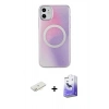 MARSİLYAN™- iPhone 11 Kılıf Pusula Form - Siyah Bilvis 5in1 5D Magic Hayalet Cam Ekran Koruyucu + Renkli Kamera Lens Koruma Cam - SI
