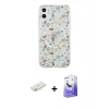 MARSİLYAN™- iPhone 11 Kılıf Pusula Form - Siyah Bilvis 5in1 5D Magic Hayalet Cam Ekran Koruyucu + Renkli Kamera Lens Koruma Cam - SI