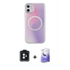MARSİLYAN™- iPhone 11 Kılıf Pusula Form - Siyah Bilvis 5in1 5D Magic Hayalet Cam Ekran Koruyucu + PVD Metal Kamera Lens - SH
