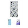 MARSİLYAN™- iPhone 11 Kılıf Pusula Form - Siyah Bilvis 5in1 5D Magic Hayalet Cam Ekran Koruyucu + Yeşil Neon Fosforlu Kamera Lens
