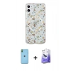 MARSİLYAN™- iPhone 11 Kılıf Pusula Form - Siyah Bilvis 5in1 5D Magic Hayalet Cam Ekran Koruyucu + Yeşil Neon Fosforlu Kamera Lens