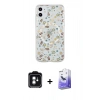 MARSİLYAN™- iPhone 11 Kılıf Pusula Form - Siyah Bilvis 5in1 5D Magic Hayalet Cam Ekran Koruyucu + Yeşil PVD Metal Kamera Lens