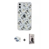 MARSİLYAN™- iPhone 11 Kılıf Pusula Form - Siyah Bilvis Hayalet Cam Ekran Koruyucu + Pers Alüminyum Kamera Lens - GI