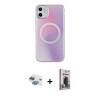 MARSİLYAN™- iPhone 11 Kılıf Pusula Form - Siyah Bilvis Hayalet Cam Ekran Koruyucu + Pers Alüminyum Kamera Lens - GI