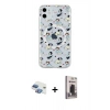 MARSİLYAN™- iPhone 11 Kılıf Pusula Form - Siyah Bilvis Hayalet Cam Ekran Koruyucu + Pers Alüminyum Kamera Lens - GI