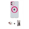 MARSİLYAN™- iPhone 11 Kılıf Pusula Form - Siyah Bilvis Hayalet Cam Ekran Koruyucu + Pers Alüminyum Kamera Lens - KI