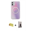 MARSİLYAN™- iPhone 11 Kılıf Pusula Form - Siyah Bilvis Hayalet Cam Ekran Koruyucu + Rainbow Kamera Lens Koruma Cam - KI