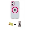 MARSİLYAN™- iPhone 11 Kılıf Pusula Form - Siyah Bilvis Hayalet Cam Ekran Koruyucu + Rainbow Kamera Lens Koruma Cam - KI