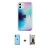MARSİLYAN™- iPhone 11 Kılıf Pusula Form - Siyah Bilvis Hayalet Cam Ekran Koruyucu + Neon Fosforlu Kamera Lens - MI