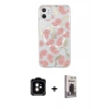 MARSİLYAN™- iPhone 11 Kılıf Pusula Form - Siyah Bilvis Hayalet Cam Ekran Koruyucu + PVD Metal Kamera Lens - TU