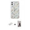 MARSİLYAN™- iPhone 11 Kılıf Pusula Form - Siyah Bilvis Hayalet Cam Ekran Koruyucu + Renkli Kamera Lens Koruma Cam - SI