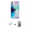 MARSİLYAN™- iPhone 11 Kılıf Pusula Form - Siyah Bilvis Hayalet Cam Ekran Koruyucu + Renkli Kamera Lens Koruma Cam - SI