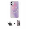 MARSİLYAN™- iPhone 11 Kılıf Pusula Form - Siyah Bilvis Hayalet Cam Ekran Koruyucu + Kamera Lens Koruma Cam - SF