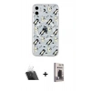MARSİLYAN™- iPhone 11 Kılıf Pusula Form - Siyah Bilvis Hayalet Cam Ekran Koruyucu + Kamera Lens Koruma Cam - SF