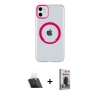 MARSİLYAN™- iPhone 11 Kılıf Pusula Form - Siyah Bilvis Hayalet Cam Ekran Koruyucu + Kamera Lens Koruma Cam - SF