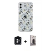 MARSİLYAN™- iPhone 11 Kılıf Pusula Form - Siyah Bilvis Hayalet Cam Ekran Koruyucu + PVD Metal Kamera Lens - SH